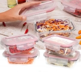 Jogo de Potes de Vidro Hermético Casambiente – com Tampa Retangular 400ml JGTI007/4M 4 Peças