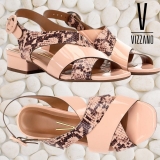 Sandália Vizzano Tiras Cruzadas Animal Print Snake Feminina