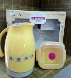 Conjunto de Bule Térmico de 700ml + Pote Plástico de 480ml​, Amarelo, Sanremo