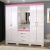Guarda Roupa Solteiro com Espelho 4 Portas 3 Gavetas BHappy Espresso Móveis Branco/Branco Rosa