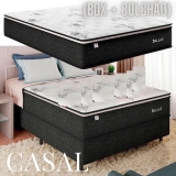 Cama Box Casal (Box + Colchão) Plumatex – Molas Ensacadas 65cm de Alt. Dallas