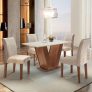 Conjunto Sala de Jantar Mesa Tampo MDF 4 Cadeiras Espanha Siena Móveis Chocolate/Suede Bege