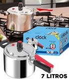 Panela de Pressão 7 L Clock Original Fechamento Interno em Alumínio Polida com Sistema de Segurança Avançado