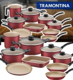 Jogo De Panelas 9 Peças Turim Vermelho Tramontina