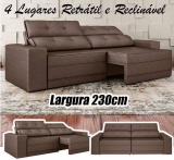 Sofá Retrátil e Reclinável 4 Lugares Velosuede – Leon Next Sofás