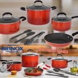 Jogo de Panelas Brinox Revestimento Cerâmico – de Alumínio Laranja 7 Peças Ceramic Life