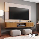 Painel Âmbar para TV até 65″ Polegadas Off White e Cinamomo 3D Ripado Móv Bechara