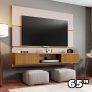 Painel Âmbar para TV até 65″ Polegadas Off White e Cinamomo 3D Ripado Móv Bechara