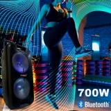 Caixa de Som Amplificada TRC5570 Bluetooth USB Entrada para Microfone Rádio FM Bateria Interna 700W