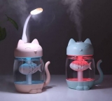 Umidificador De Ar Usb Gatinho Iluminaria LED Ventilador Branco – Luatek
