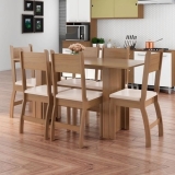 Conjunto Sala de Jantar Mesa com 6 Cadeiras Milano Poliman Carvalho/Savana