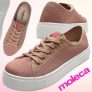 Tênis Sola Alta Moleca Listra Rosa