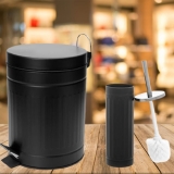 Kit Lixeira Reciclável com Pedal 5L Casambiente – LIXE002 + Escova Sanitária com Suporte New York (2 Cores)