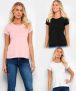 Kit 3 Camisetas Básicos Feminina – Chumbo e Branco