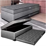 Cama Solteiro Box com Baú e Cama Auxiliar – LightSpuma 61cm Lady