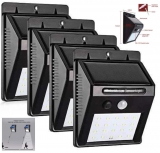Kit Com 4 Luminarias Solar 20 Leds Com Sensor De Presença Automático
