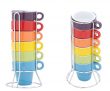 Jogo de Xícaras de Café 6 Peças com Suporte Coloridas – Bon Gourmet