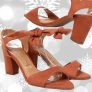 Sandália Vizzano Salto Grosso Laço Suede Feminina