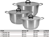 Jogo de Caldeirão Linha Hotel Polido 26/28/30 – Equipa Cozinha By Itapety