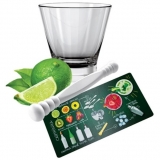 Kit Caipirinha, 3 Peças, Bartender, Estampa, Euro
