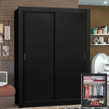 Guarda-Roupa Solteiro 2 portas Correr Denver Preto Madesa MDP