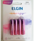 Pilha Recarregável Ni-MH AAA-900mAh blister com 4 pilhas, Elgin, Baterias, 82169
