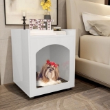 Mesa de Cabeceira Casinha de Cachorro e Gato PET Branco Ofertamo
