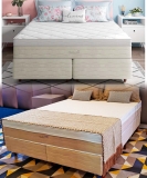 Cama Box Queen Size Premium Sommier + Colchão Queen Size Premium Dallas com Molas Pocket 69x158x198 cm – Bege