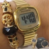 Relógio Feminino Mondaine Digital – 53717LPMVDE1K2 Dourado com Pulseira