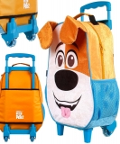 Mala Escolar G com Rodinhas, Pets 2, 2D, Dermiwil, 37483, Azul e Laranja