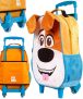 Mala Escolar G com Rodinhas, Pets 2, 2D, Dermiwil, 37483, Azul e Laranja