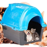 Casinha Plástica Furacão Pet Iglu N.1.0, Azul Furacão Pet para Cães