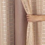 Cortina Blackout PVC com Tecido Voil Xadrez 2,80 m x 2,30 m Avelã