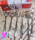 Conjunto Utensílios para Cozinha com Barra 6 Peças Euro Inox