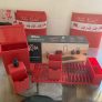 Kit Pia Cozinha Vermelho Coza Single – 4 Peças
