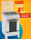 Fogão 4 Bocas Esmaltec Branco – Acendimento Automático Caribe