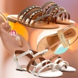 Rasteira Look Fashion Dedo Pedra Metal