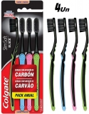 Escova Dental Colgate Slim Soft Black 4 unid, Colgate, Preto Com Rosa/Preto Com Azul/Preto Com Verde