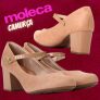 Scarpin Moleca Boneca Salto Médio Camurça