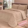 Kit Colcha de Solteiro Dupla Face com Jogo de Cama 4 pçs Bege Cotex