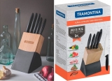 Conjunto de Facas Tramontina Plenus em Inox e Polipropileno com Cepo – 6 Peças