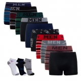 Cueca Box Microfibra Kit com 12 e 6 Pares de Meias Brinde – Hangar Moriah