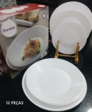 Aparelho de Jantar 12 Peças Duralex Vidro Redondo – Branco Saturno