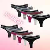 Kit com 10 Tangas Fio Listras Algodão Penteado