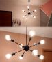 Lustre Pendente Moderno Sputnik Para 8 Lâmpadas Preto