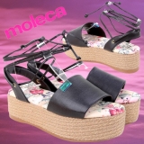 Sandália Flatform Moleca Ráfia E Amarração Feminina