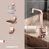 Kit para Banheiro com Torneira ¼ de Volta – e Acessórios Lorenzetti Flatt F71 Bica Alta