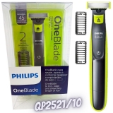 Aparador de Barba OneBlade, com 2 pentes, 1 velocidade, Cinza Chumbo/Verde Limão, Bivolt- Philips