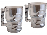 Jogo de Canecas de Chopp e Cerveja de Vidro – Cinza 510ml Lyor Caveira Rock Style 2 Peças