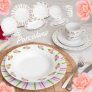 Aparelho de Jantar e Chá 20 Peças Home Gallery – Porcelana Redondo Branco Roses